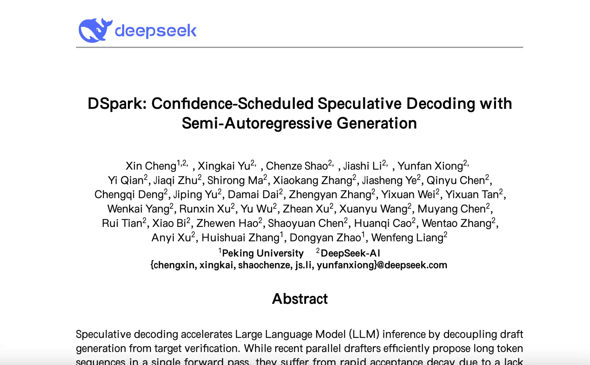 DSpark - 由DeepSeek联合北京大学开源的推测解码加速框架
