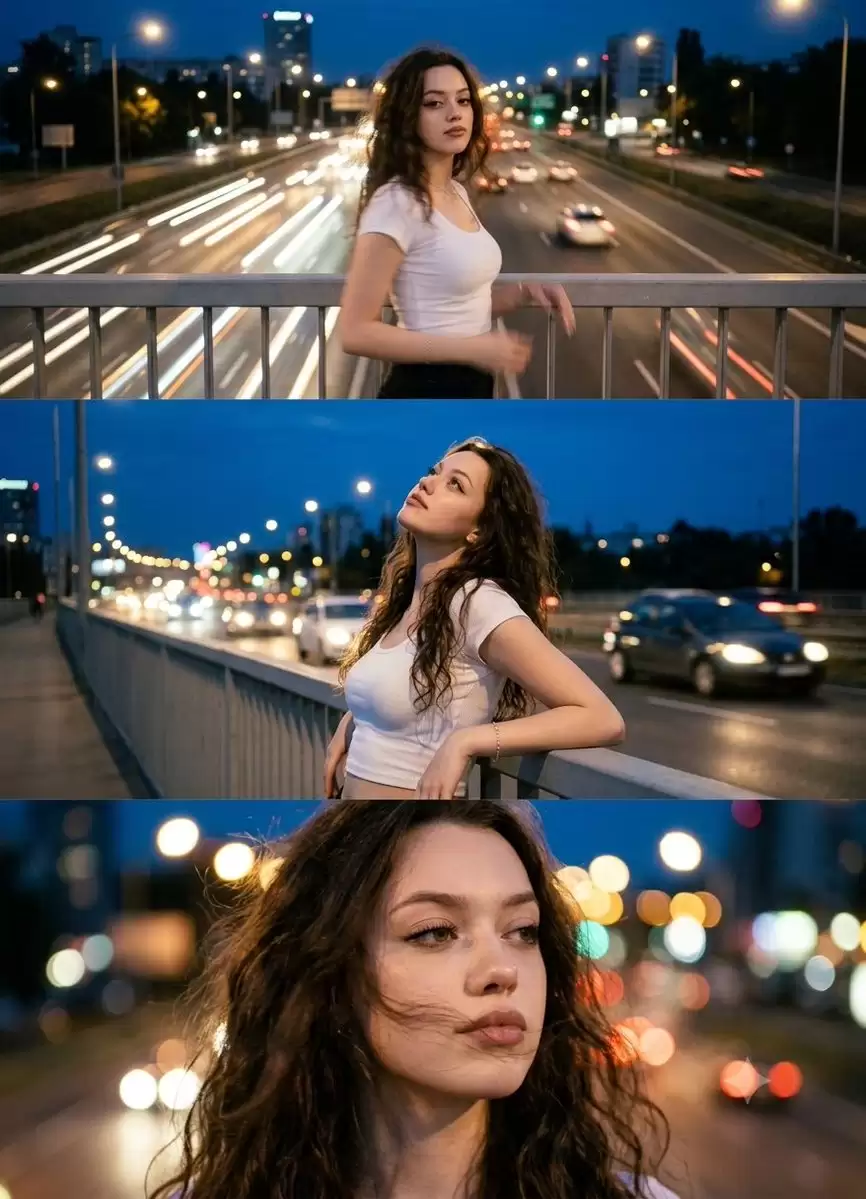 电影感都市夜景三联画