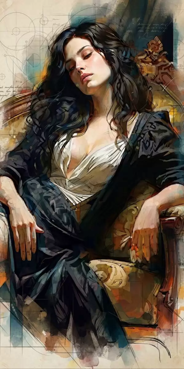 电影感混合媒介肖像插画