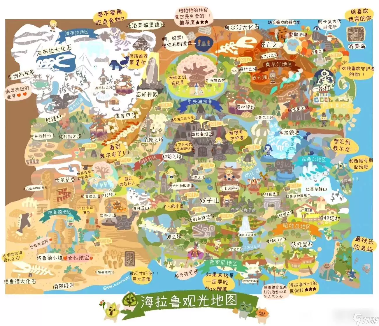 海拉鲁观光地图中文版介绍：塞尔达传说旷野之息