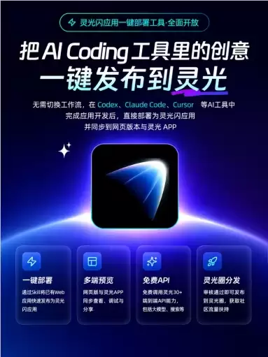灵光APP开放“一键部署”:支持Codex、Claude Code、Cursor等AI应用直接上线