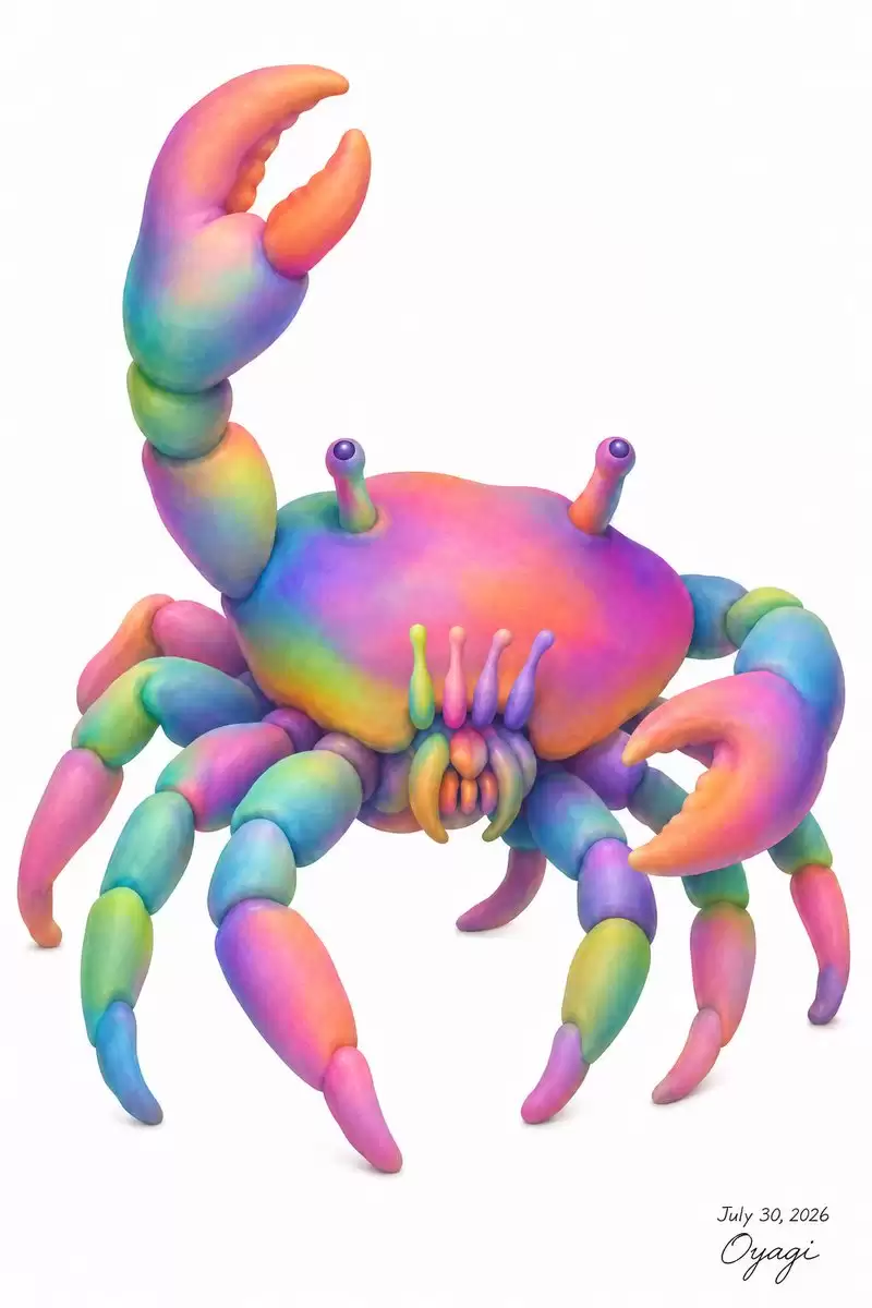 彩虹粘土螃蟹插画
