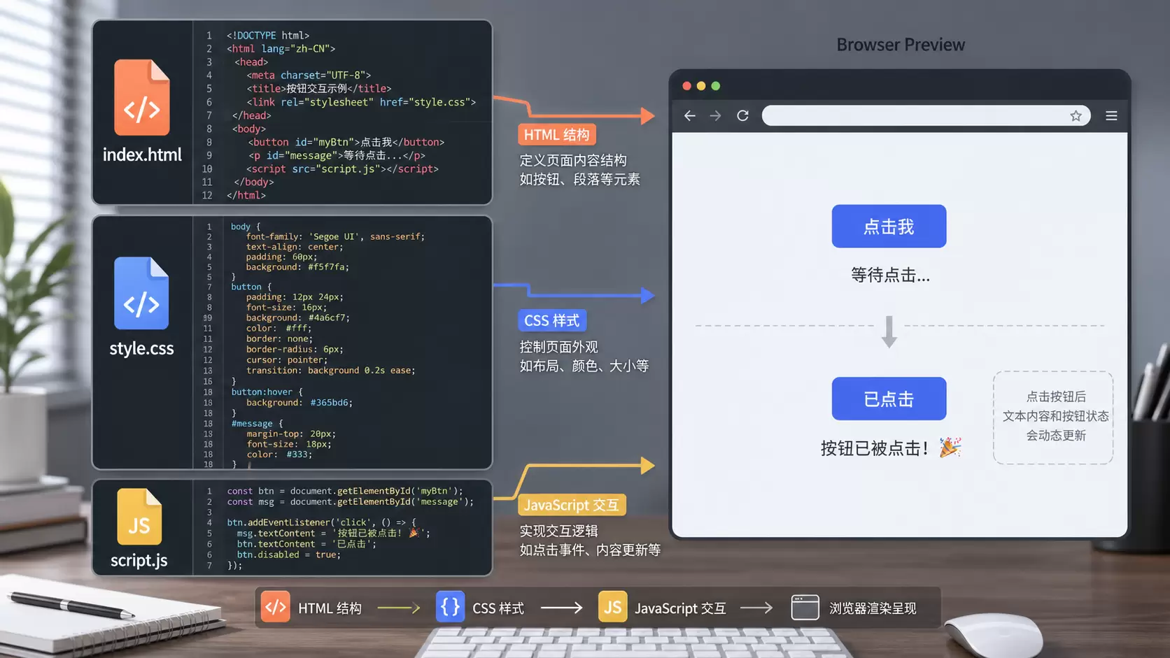 Web前端开发教程：创建HTMLCSSJS页面并运行交互效果