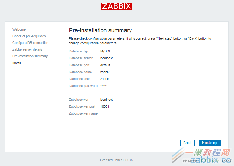 Zabbix-Pre-InstallationSummary