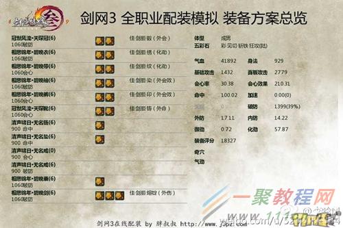 剑网3剑纯配装