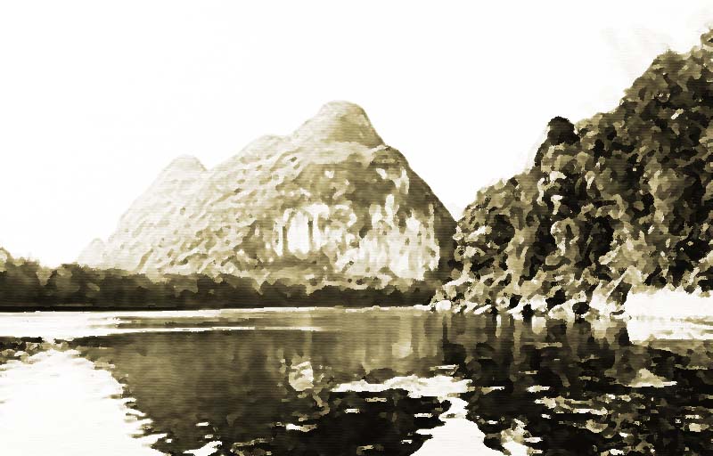 ps怎么给图片制作水墨山水画效果?