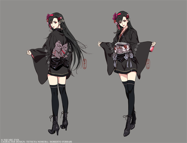 《FF7：重制版》和服蒂法设定图公布：短裙黑丝绝对领域