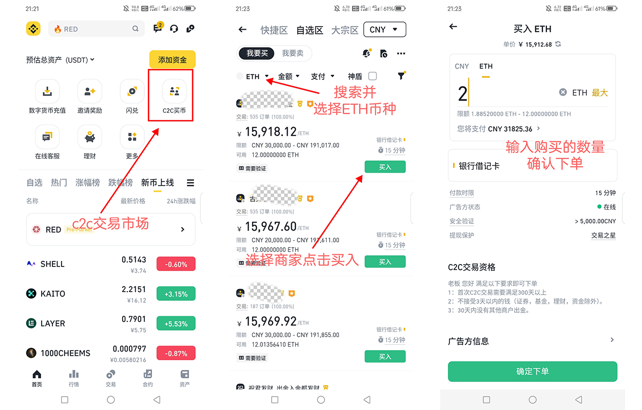 通过c2c购买ETH