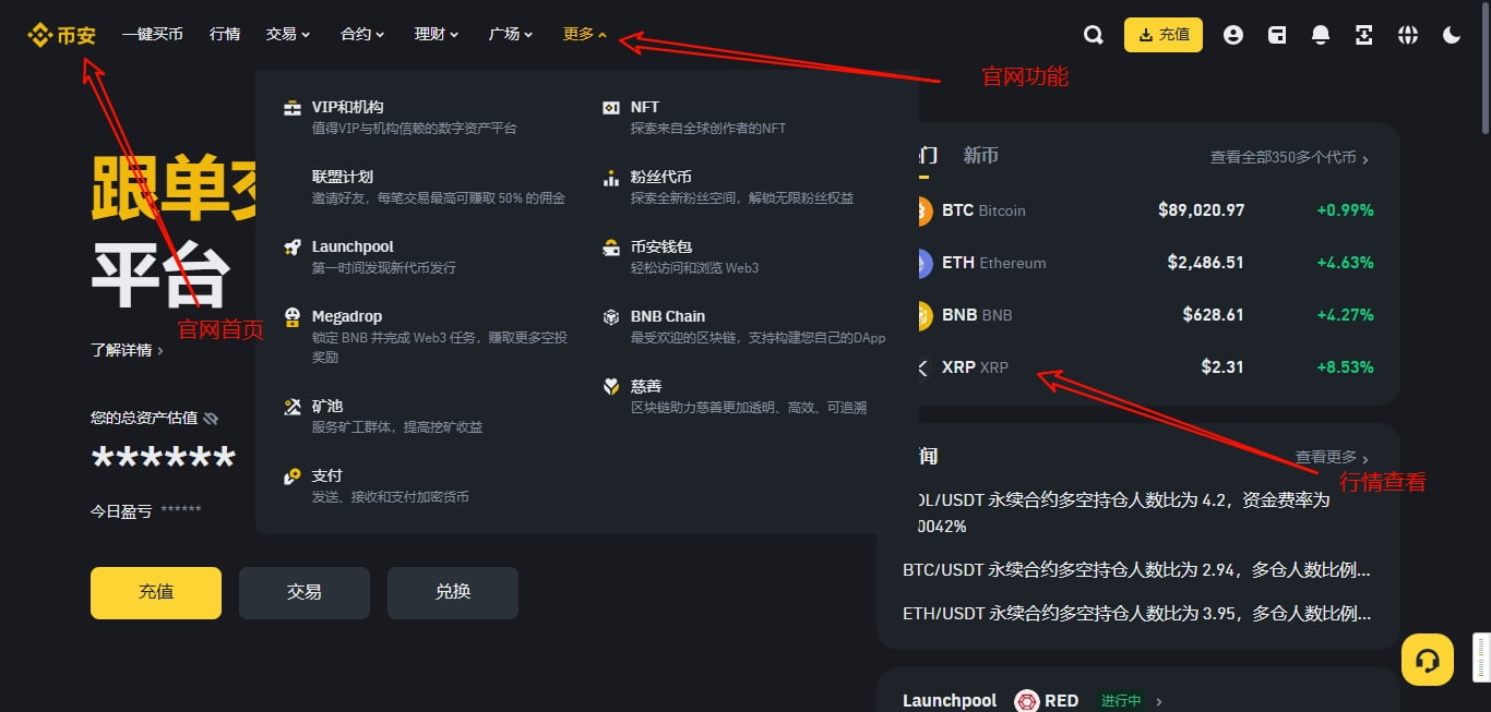 访问币安官方网站