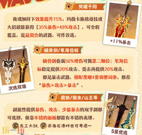 原神玛薇卡用什么武器 玛薇卡适配武器推荐