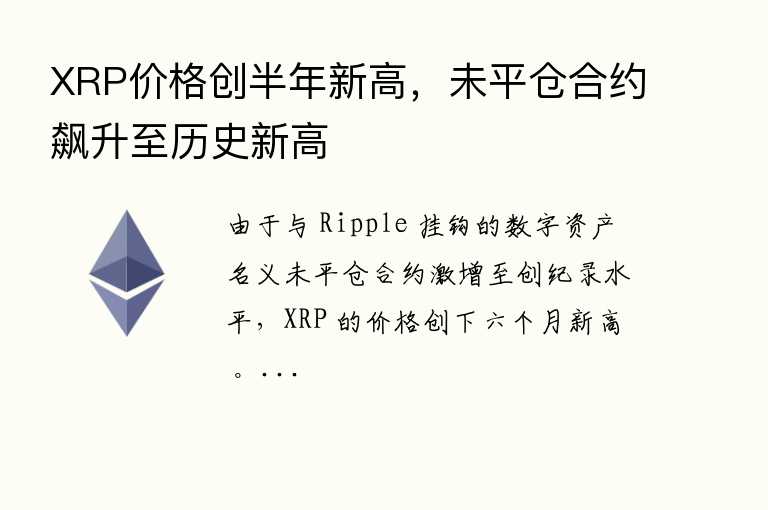 XRP价格创半年新高,未平仓合约飙升至历史新高