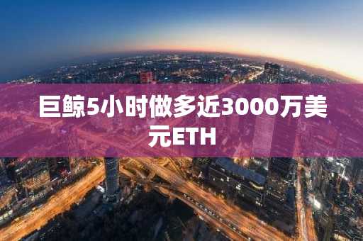 巨鲸5小时做多近3000万美元ETH-第1张图片
