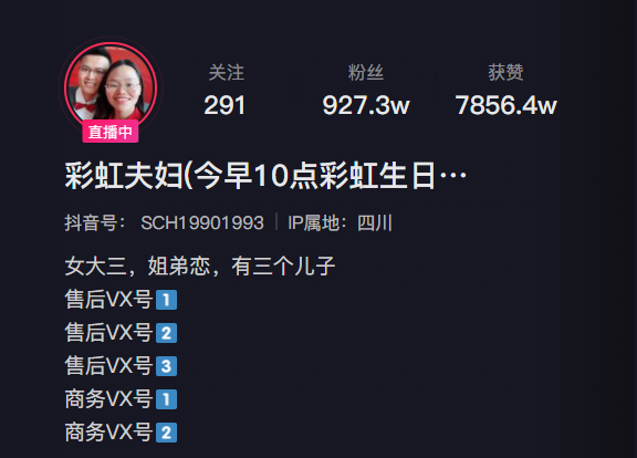 抖音网红彩虹夫妇自曝一场直播带货2.3亿净赚400多万-第1张图片