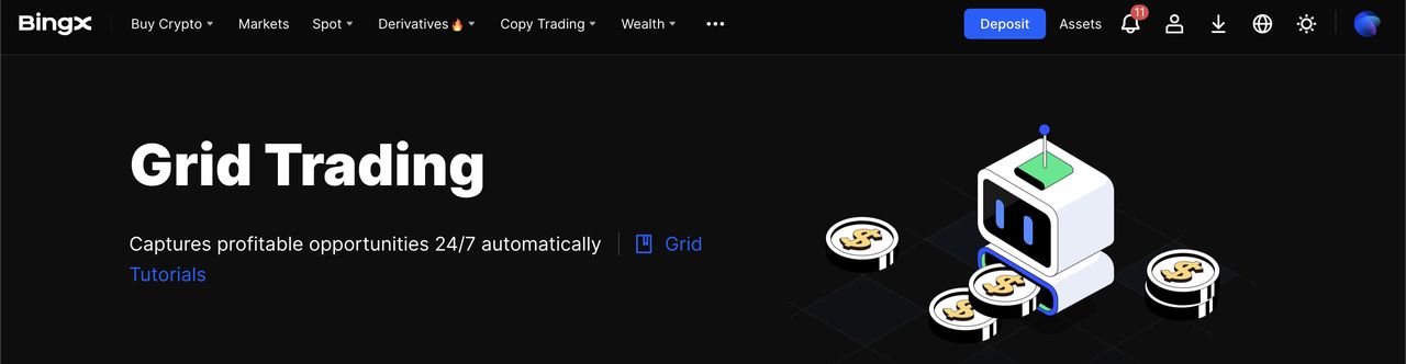 1.&nbsp;BingX&nbsp;网格交易和马丁格尔机器人