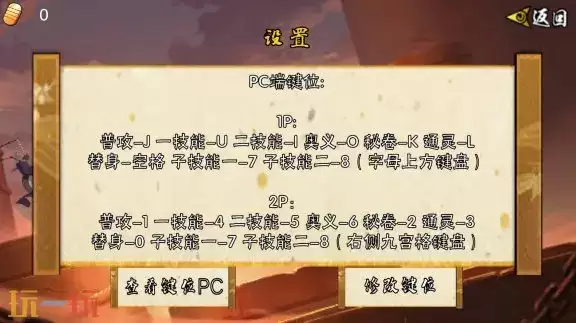 像素火影PC键位图 电脑版键位操作说明