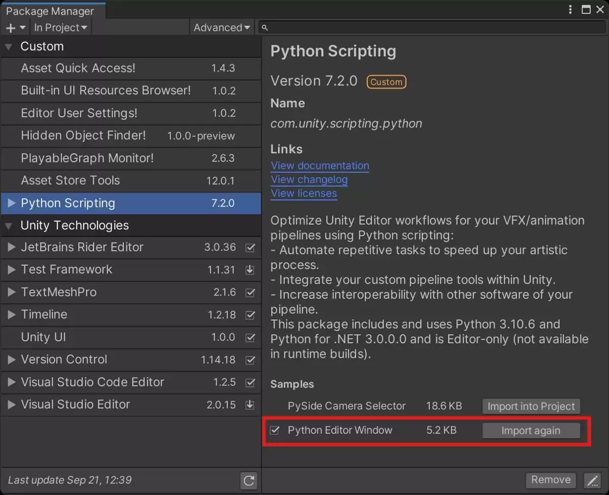 使用Python扩展Unity编辑器