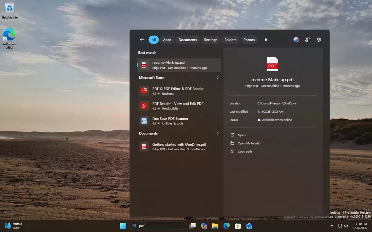Win11预览版26300.8697搜索中原生清理Bing网页结果的教程