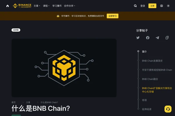 币安学院 BNB Chain 中文介绍页面