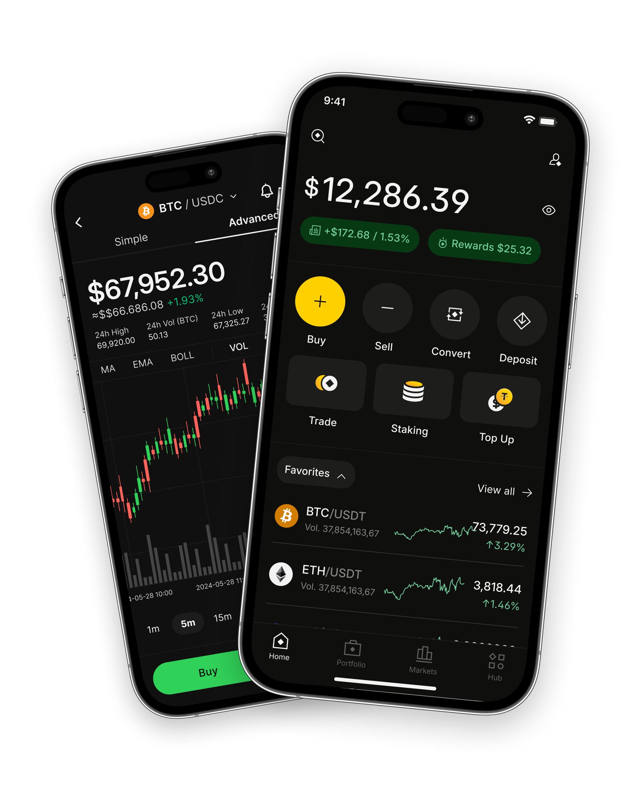 Binance.US 官网展示的 iPhone 应用界面