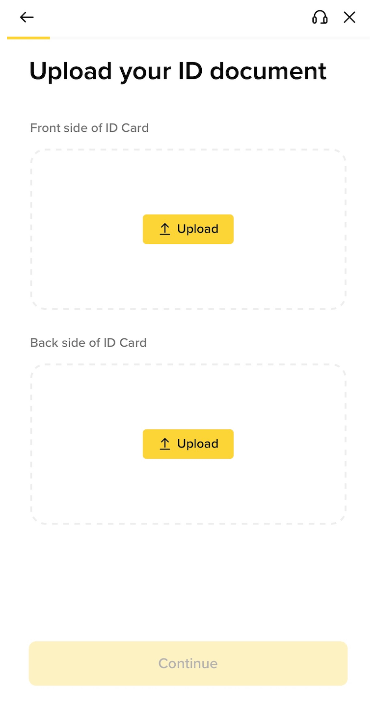 币安App上传身份证件正反面界面