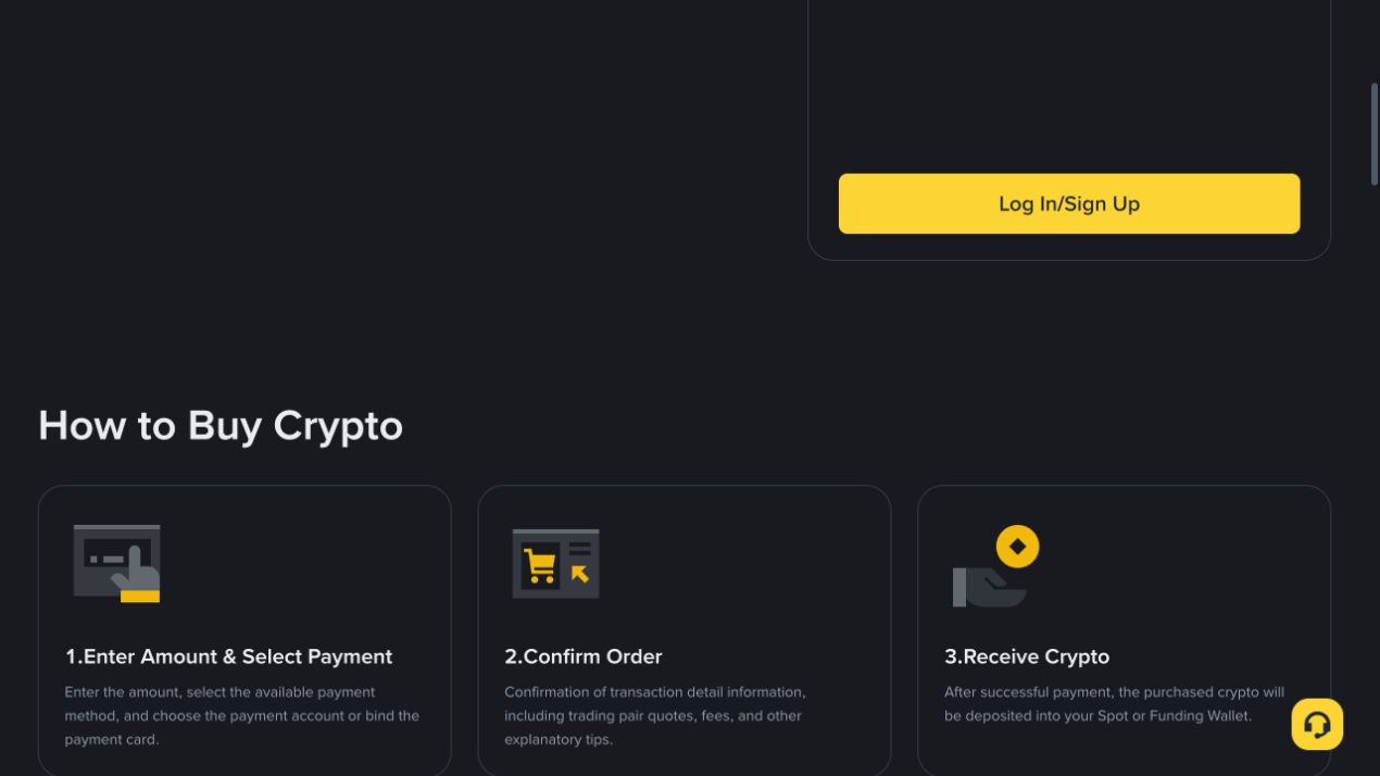 Binance CHF购买页面的三步操作说明