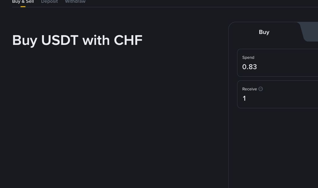 Binance官方USDT CHF市场与购买报价区域