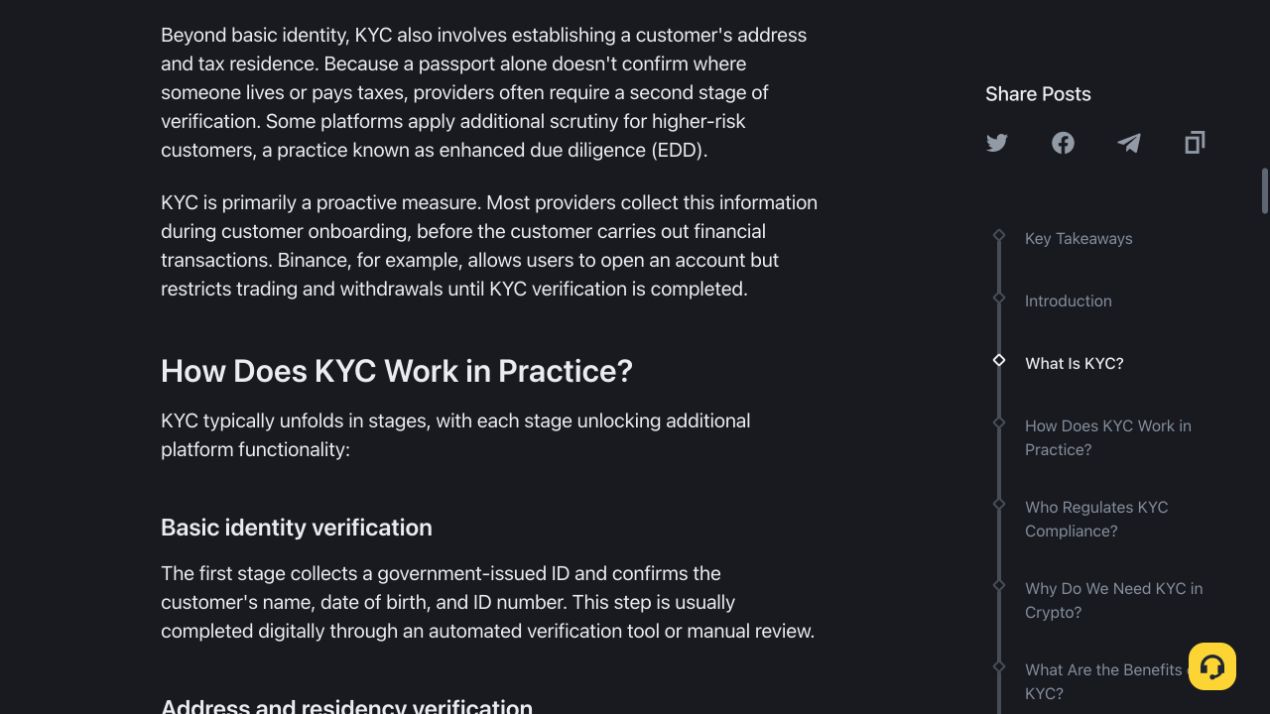 Binance Academy对KYC身份和居住信息的说明