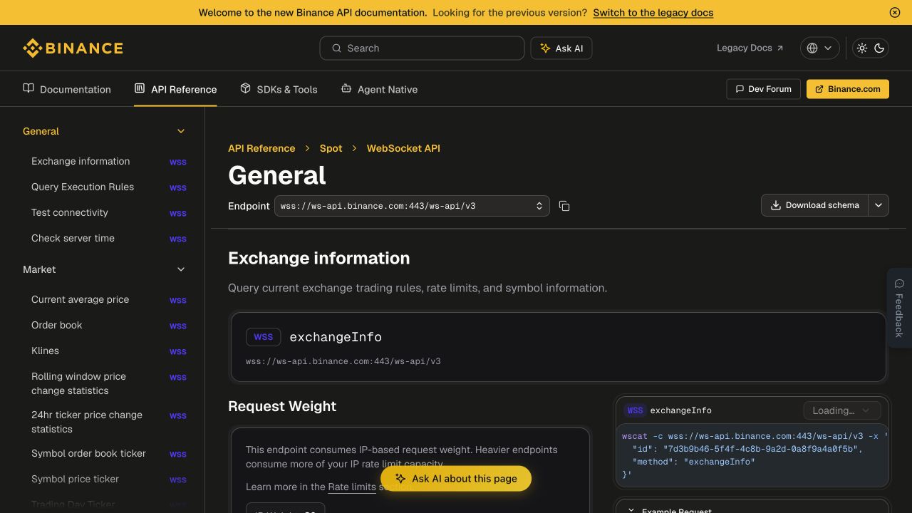 币安现货 WebSocket API 总说明