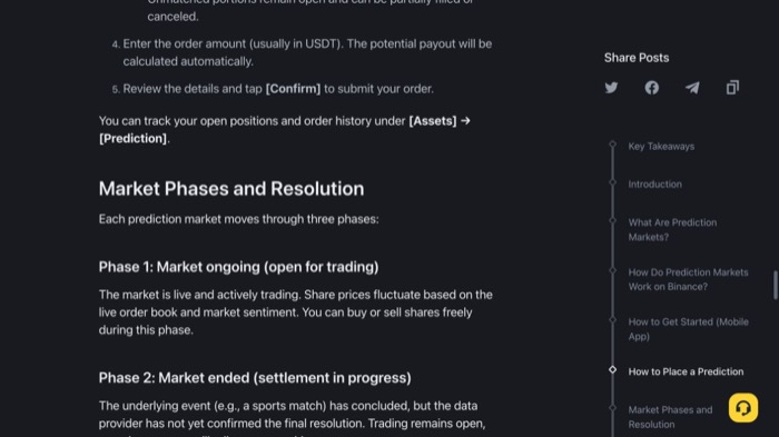 币安学院在Assets Prediction查看持仓与订单记录说明