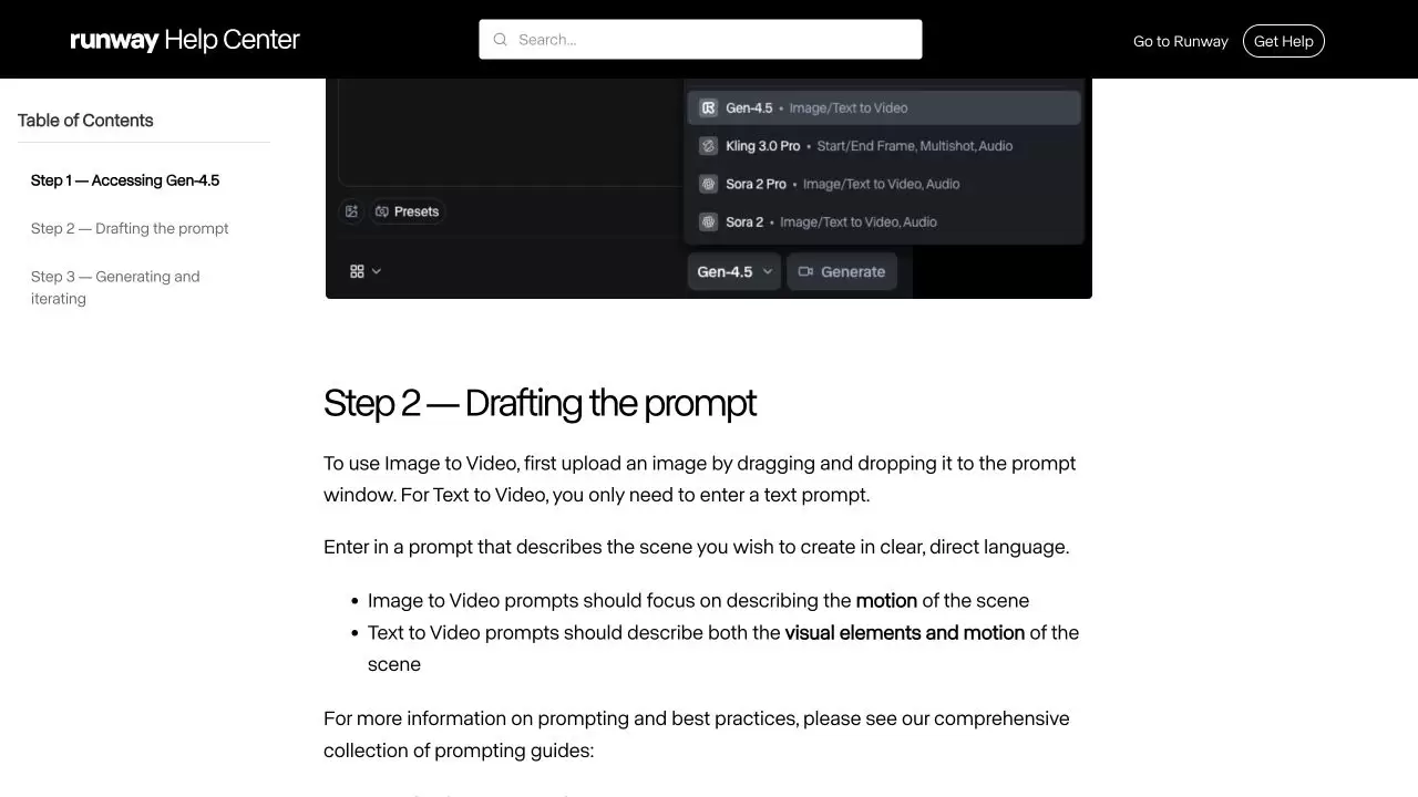 Runway 视频模式的模型选择器中显示 Gen-4.5 和 Image Text to Video