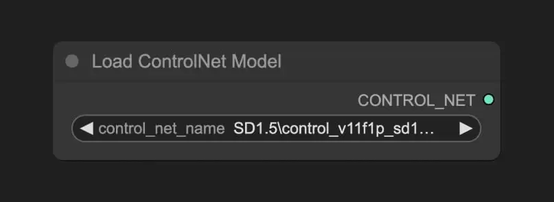 ComfyUI Load ControlNet Model 节点显示 control_net_name 文件选择框和 CONTROL_NET 输出