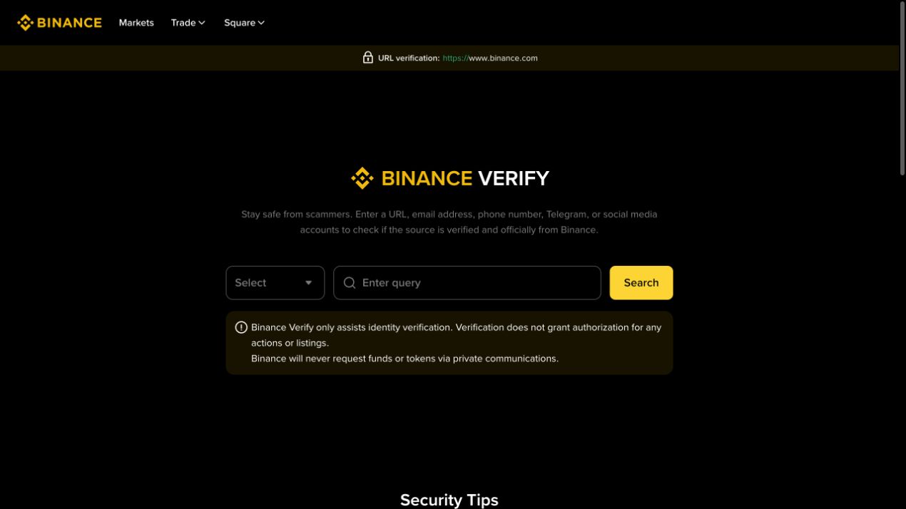 Binance Verify 当前官方验证页面