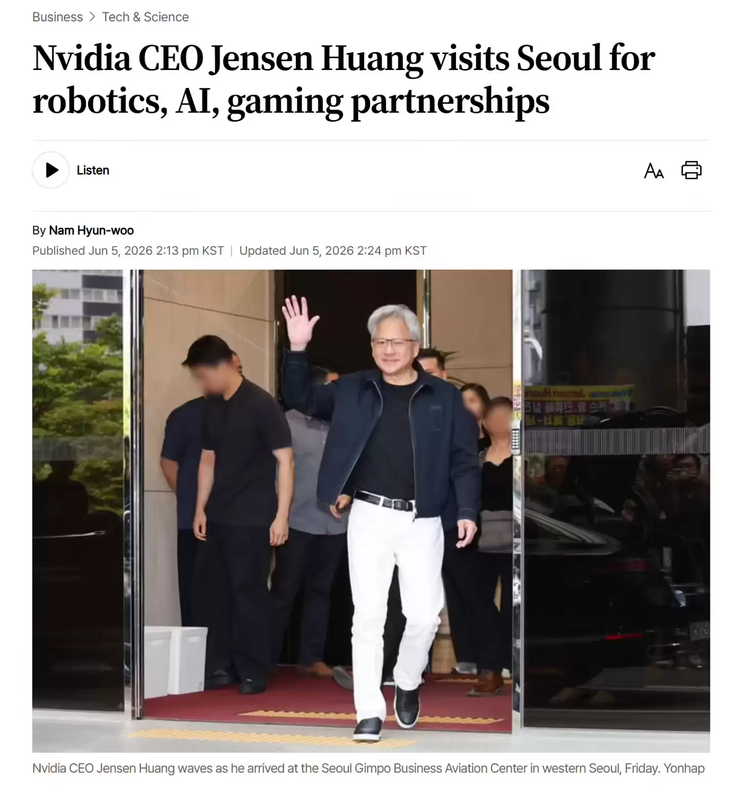 消息称三星李在镕、SK集团崔泰源等韩国AI企业掌门将在美集体与英伟达黄仁勋会面