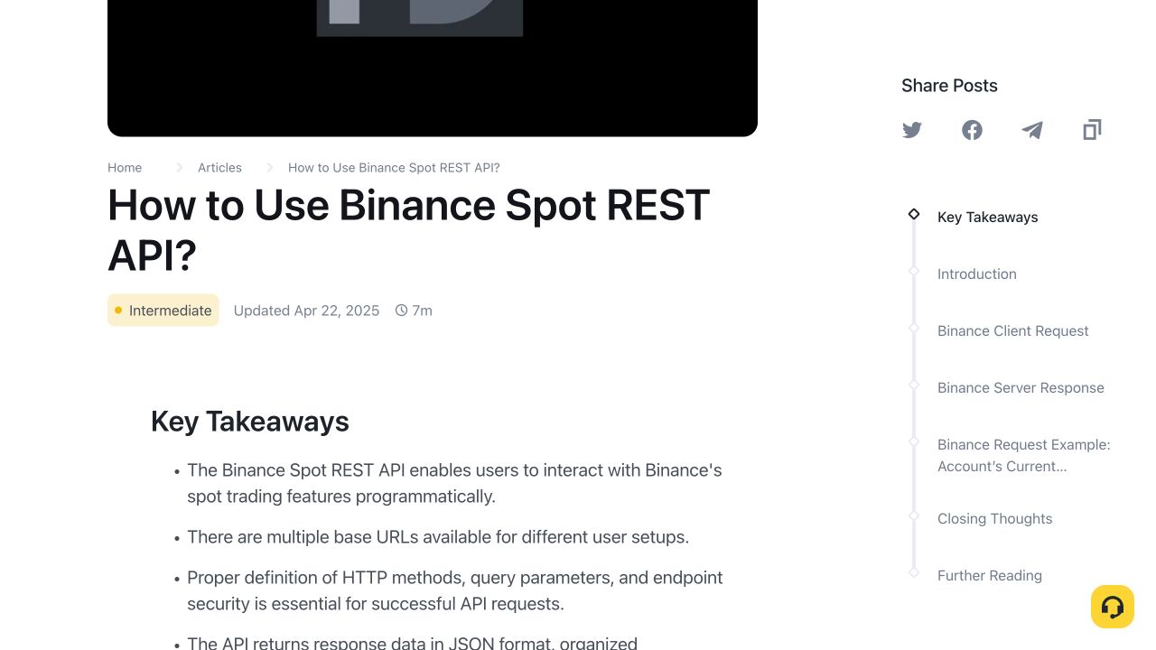 币安学院How to Use Binance Spot REST API文章标题与核心要点