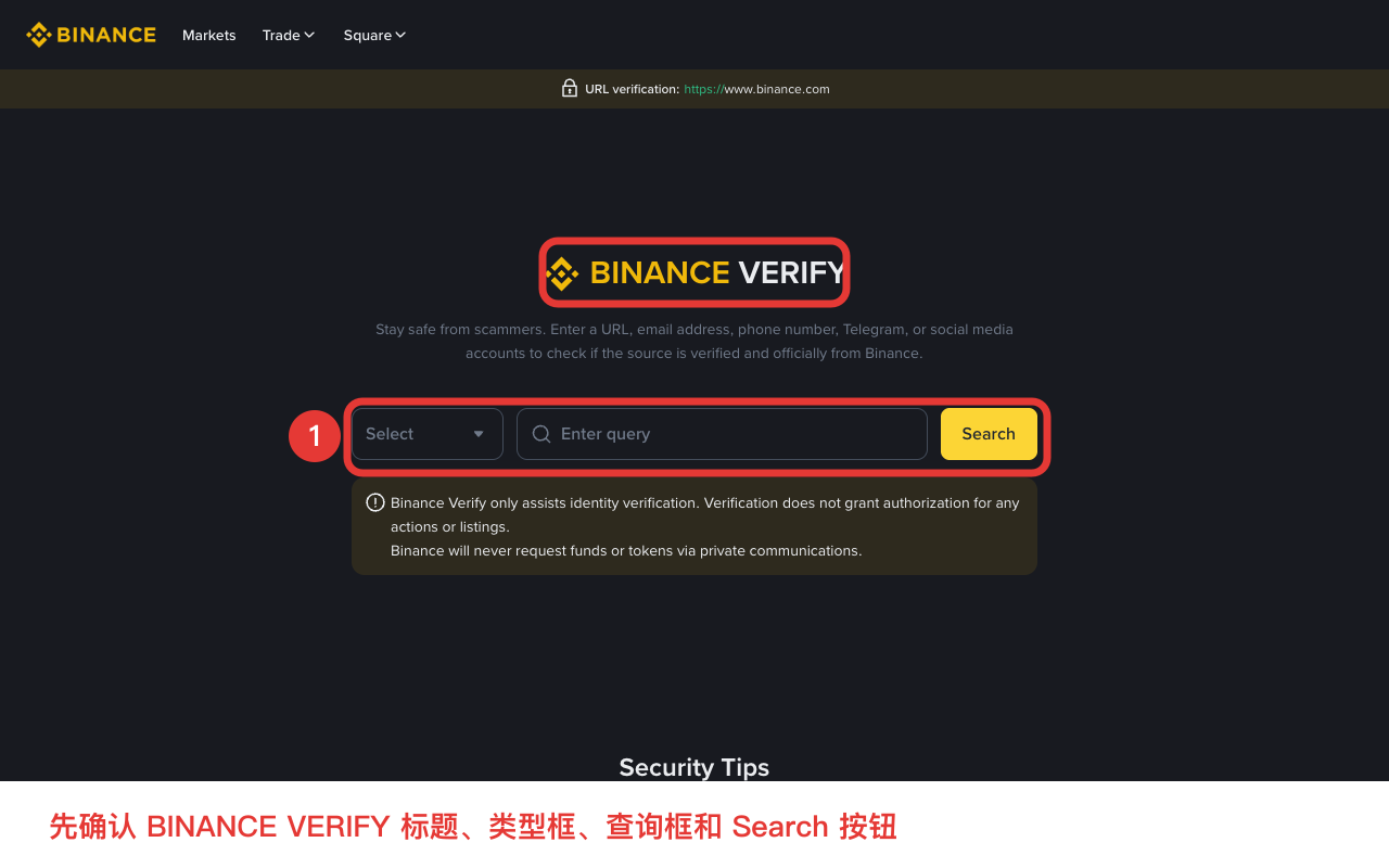 币安官方验证页面的来源类型选择