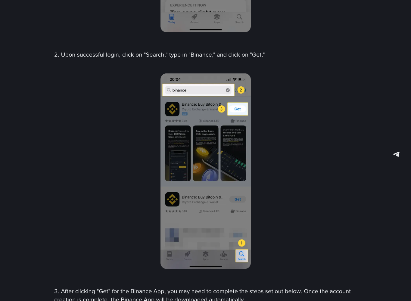 币安官方iPhone下载指南展示在App Store搜索Binance并点击Get