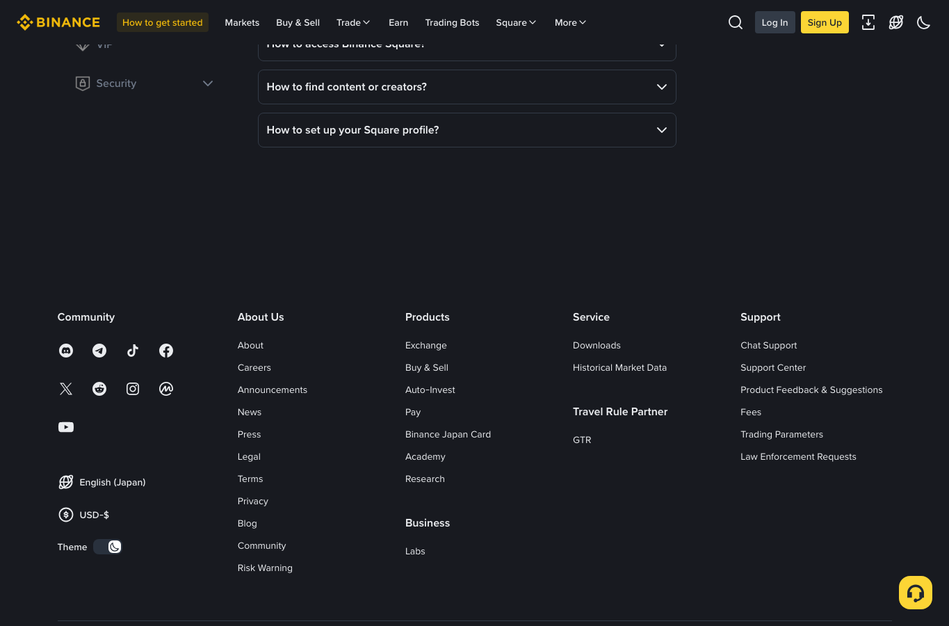 Binance Square FAQ 页面说明 Discover、Following、News、Academy 和 LIVE 分区