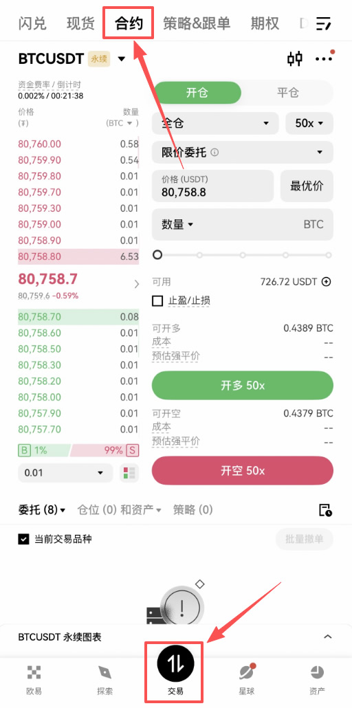 欧易合约怎么玩？2026年BTC永续合约开仓止盈止损操作方法