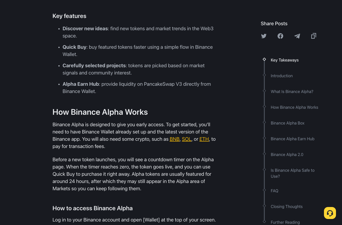 币安学院页面中 Alpha Box 和积分领取说明