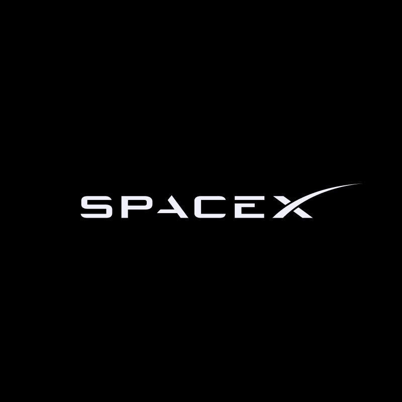 SpaceX 官方网站使用的 SpaceX 品牌图形,黑色背景中央显示 SpaceX 标识