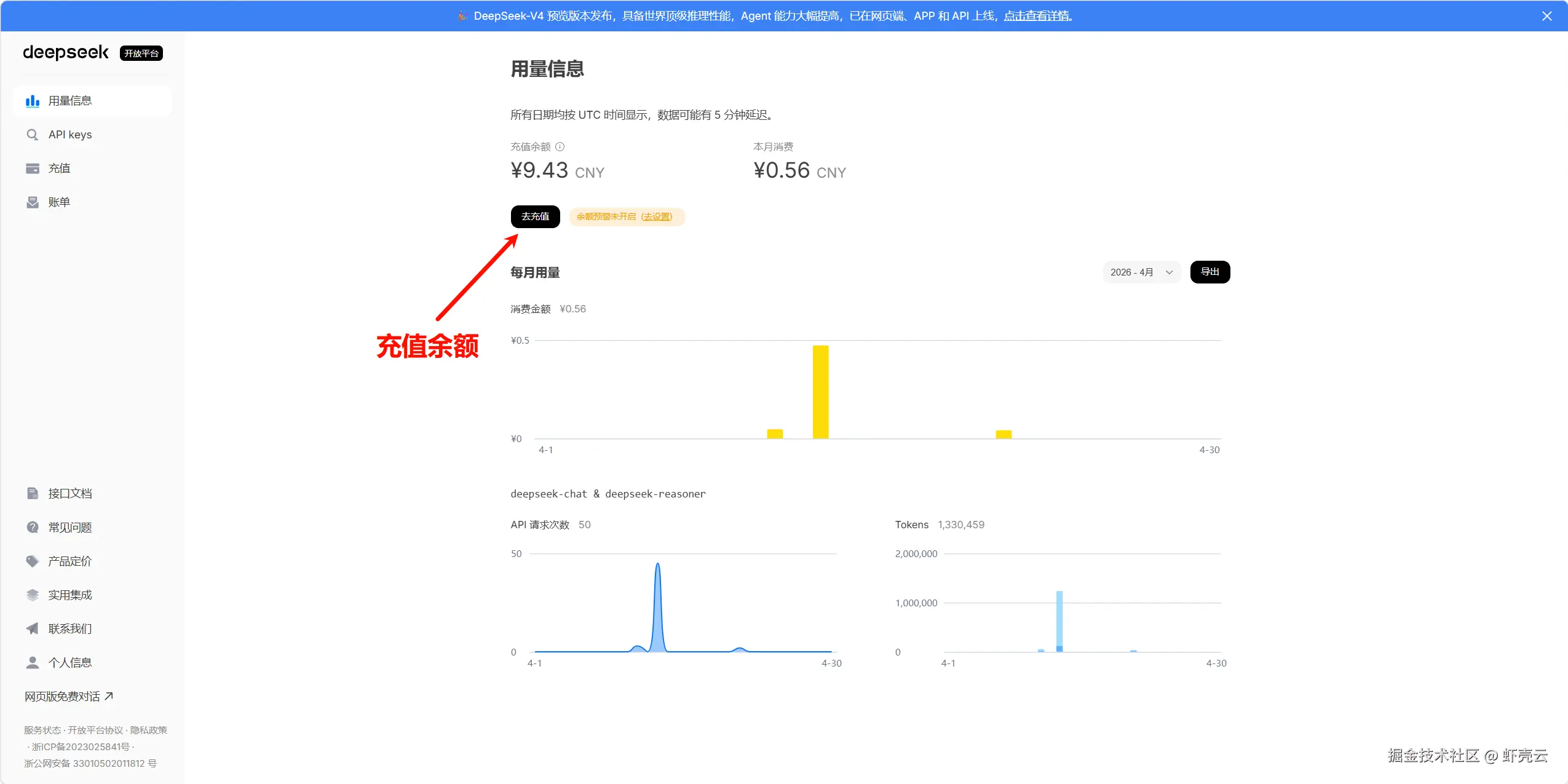步骤 3：确认账户余额并进行充值