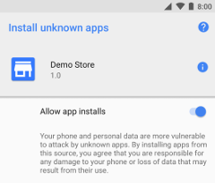 Android 系统中的未知应用安装来源设置页面