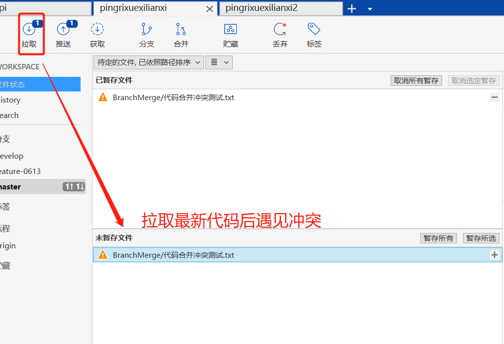 全网最全面的SourceTree使用教程详解(连接远程仓库,克隆,拉取,提交,推送,新建/切换/合并分支,冲突解决,提交PR)_推送_26