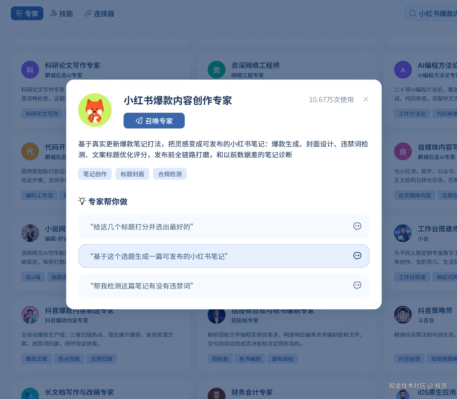 小红书爆款内容创作专家(10.67万次使用)