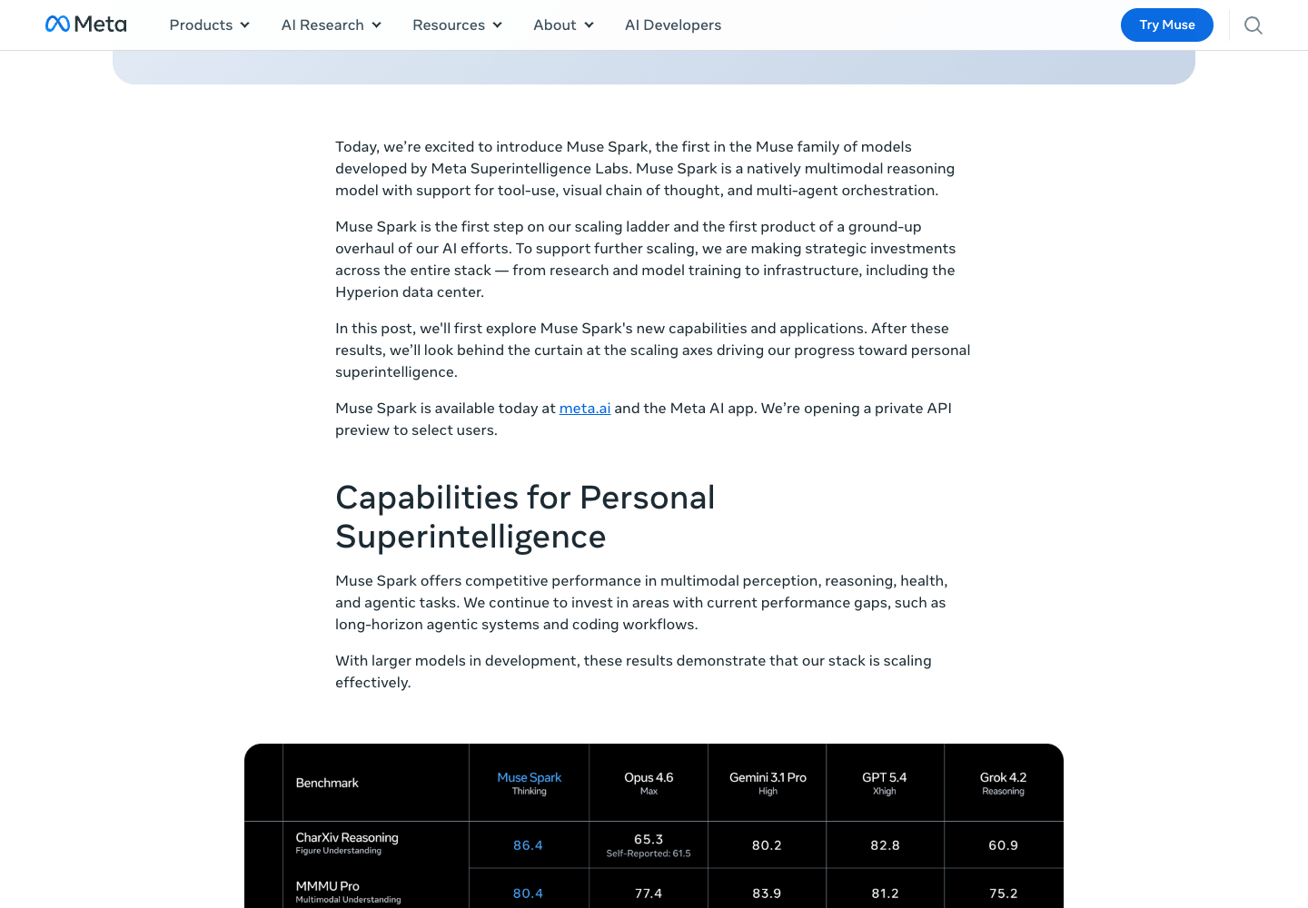 Meta 官方页面对 Muse Spark 开发团队与定位的说明