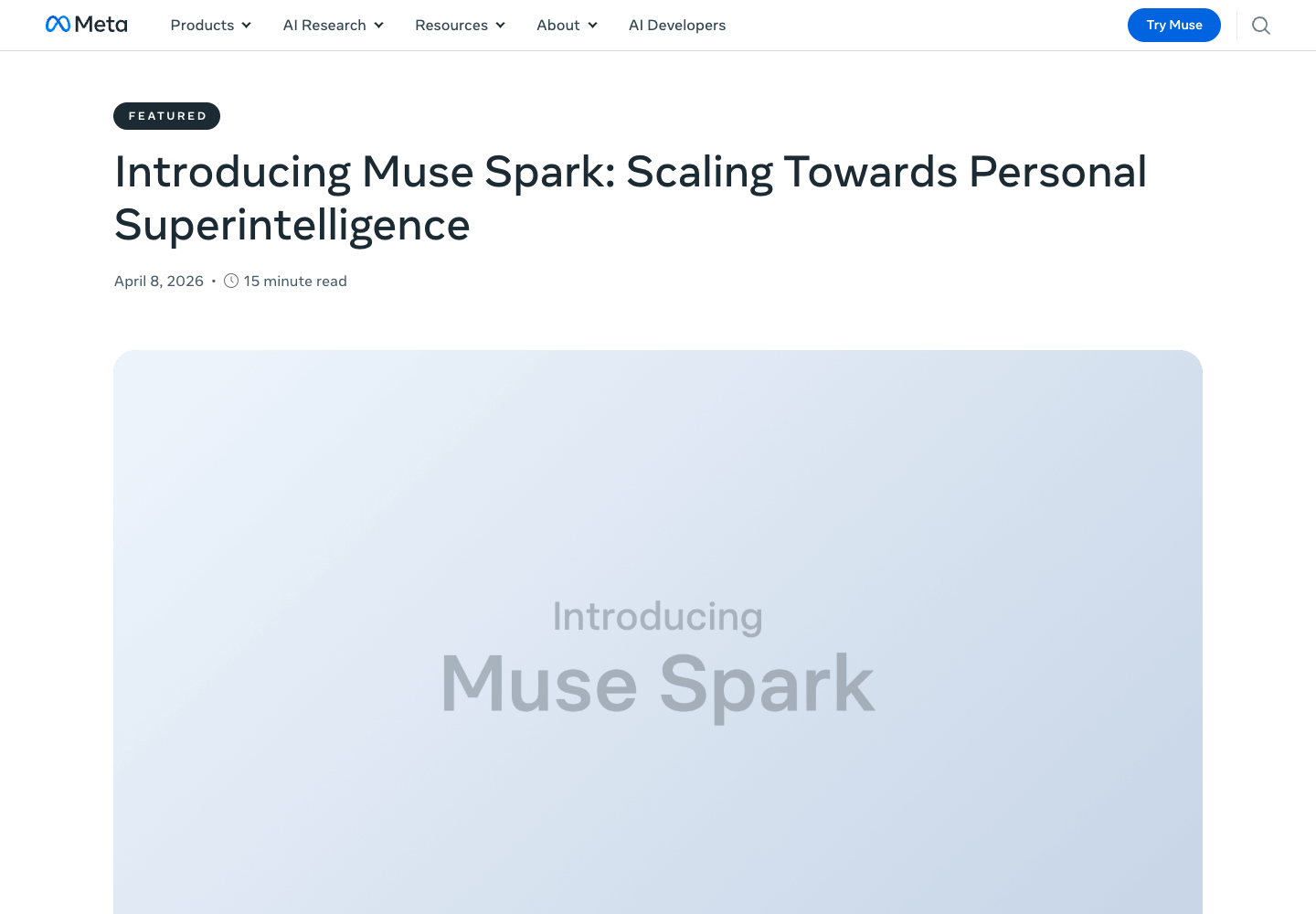 Meta 官方 Muse Spark 首发页面截图