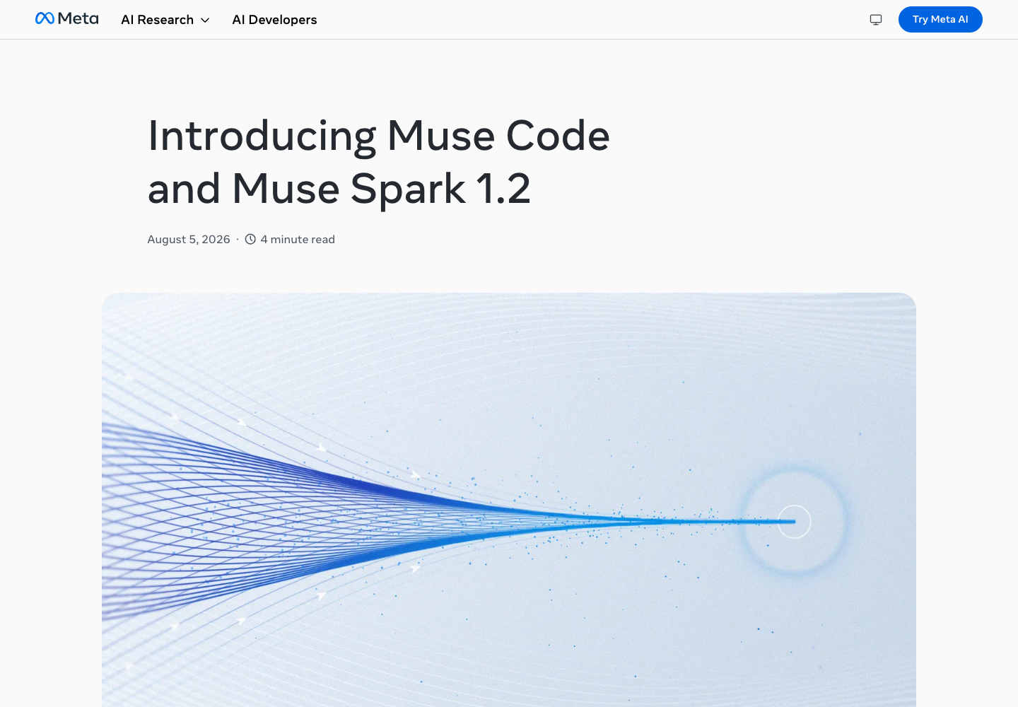 Muse Spark 1.2 官方发布页面截图