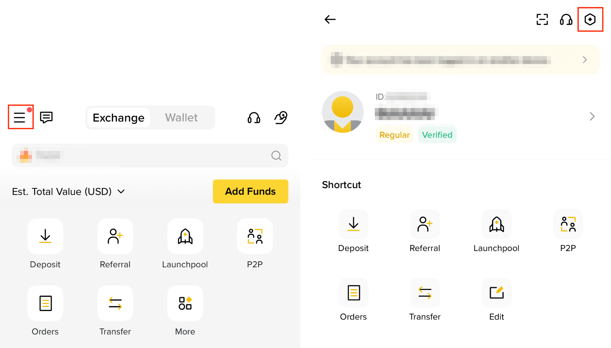 币安 App 账户中心和设置入口